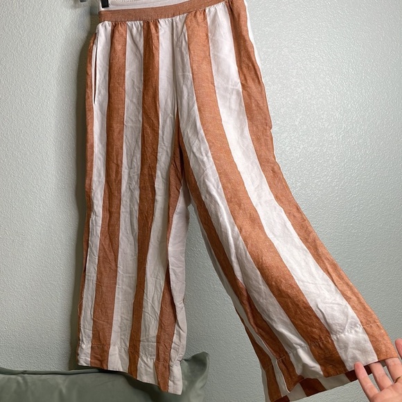 Madewell vertical stripe linen wide leg high rise pants - Picture 2 of 6